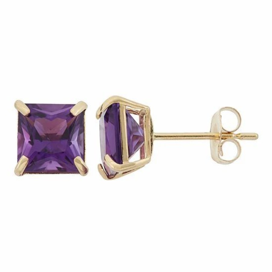 * Designs By Gioelli Amethyst 10K Gold Stud Earrings | Jewelry