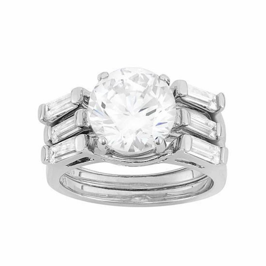 * Designs By Gioelli Cubic Zirconia Engagement Ring Set In Sterling Silver | Jewelry