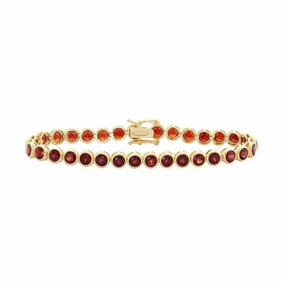 * Designs By Gioelli 14K Gold Over Silver Garnet Tennis Bracelet | Jewelry