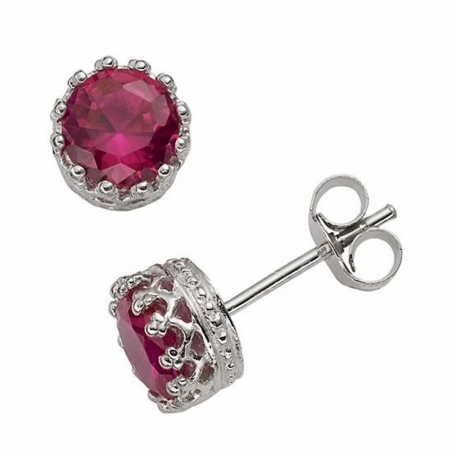 * Designs By Gioelli Sterling Silver Lab-Created Ruby Stud Earrings | Jewelry