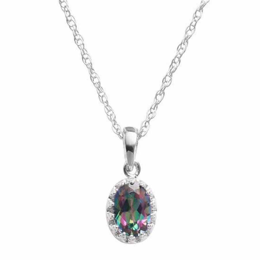 * Designs By Gioelli Sterling Silver Rainbow Quartz Oval Pendant | Jewelry