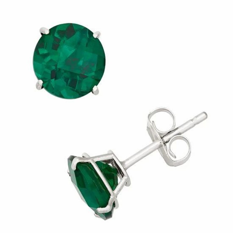 * Designs By Gioelli Lab-Created Emerald 10K White Gold Stud Earrings | Jewelry