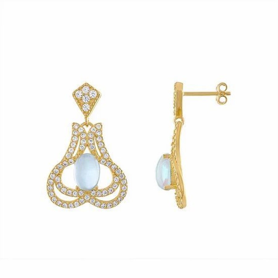 * Designs By Gioelli 14K Gold Over Silver White Opal Dangle Earrings | Jewelry