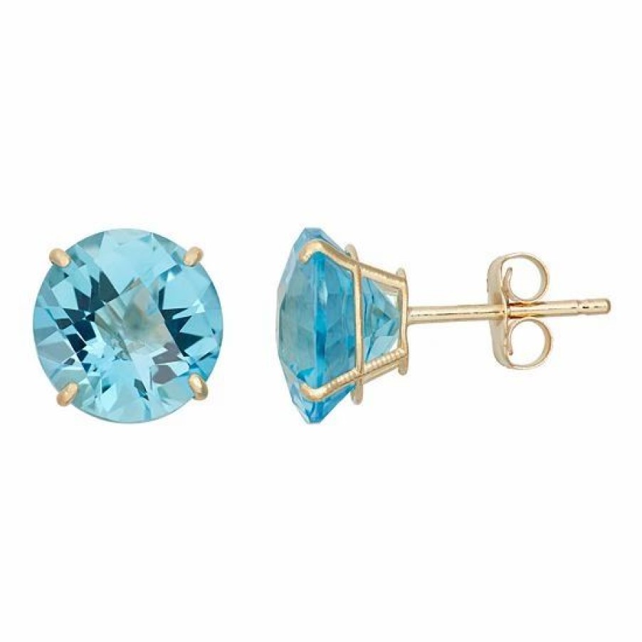 * Designs By Gioelli Swiss Blue Topaz 10K Gold Stud Earrings | Jewelry