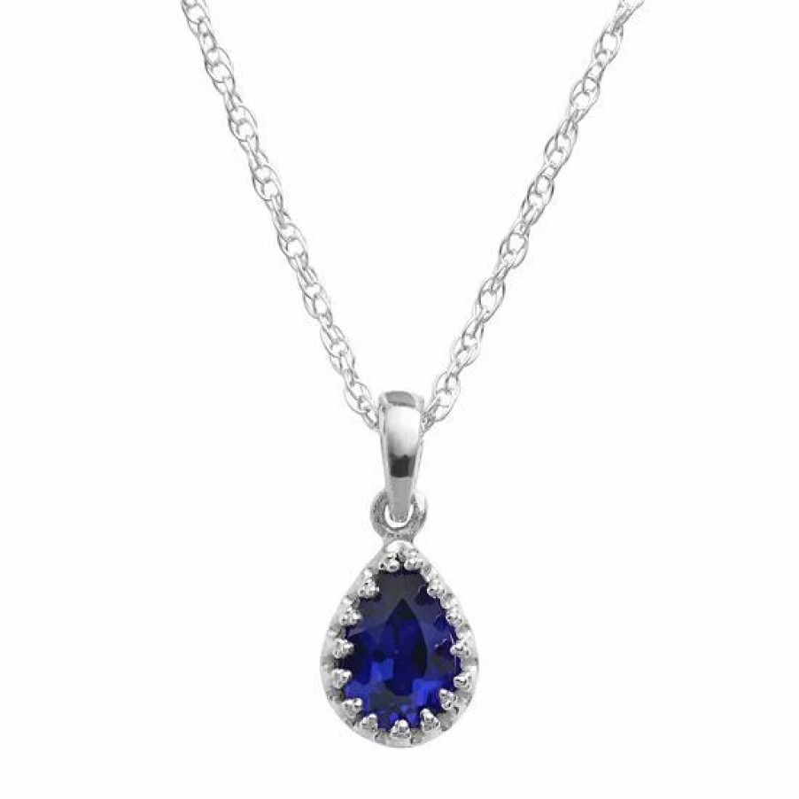 * Designs By Gioelli Sterling Silver Lab-Created Sapphire Teardrop Pendant | Jewelry