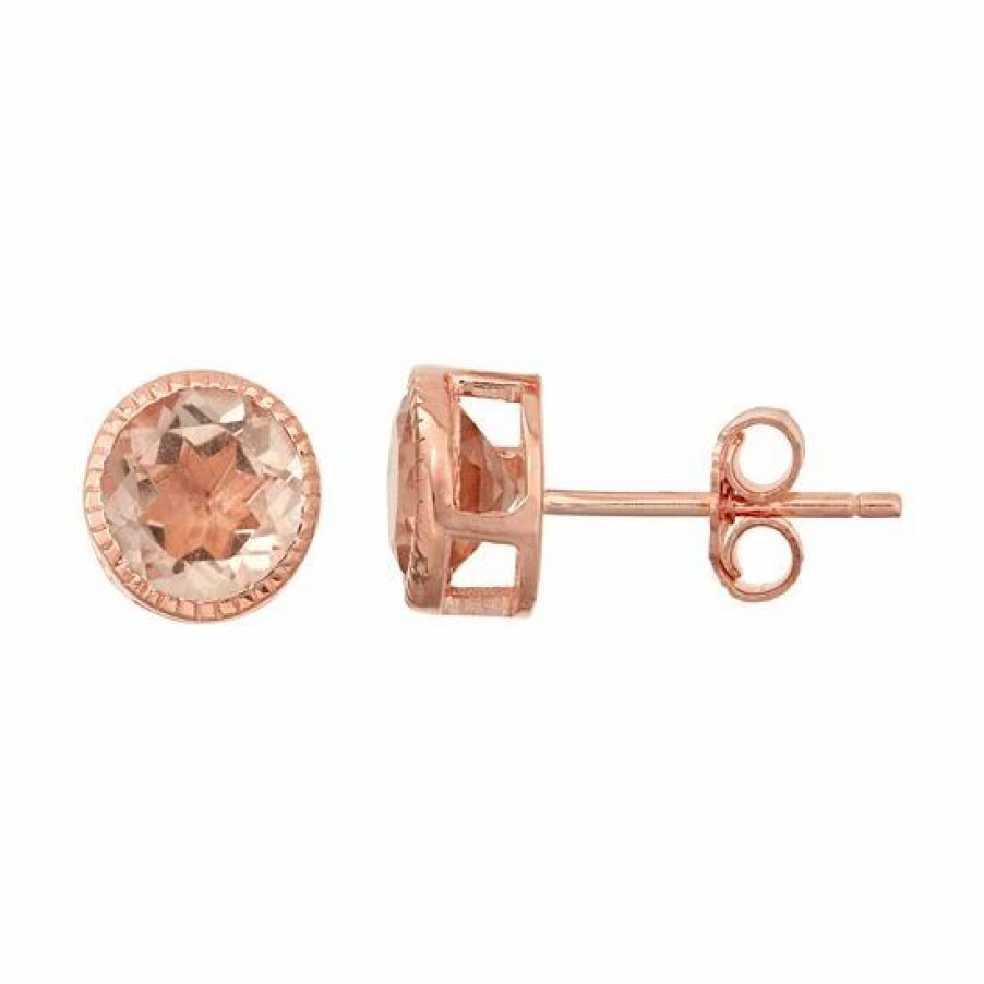 * Designs By Gioelli 14K Rose Gold Over Silver Simulated Morganite Stud Earrings | Jewelry