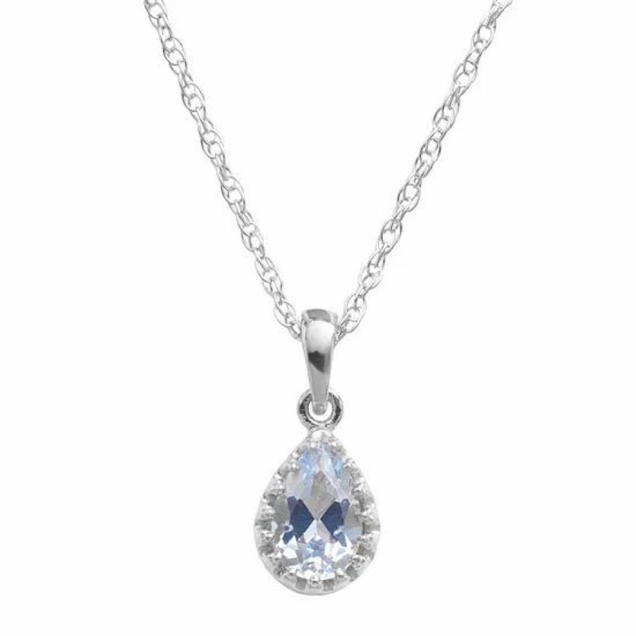 * Designs By Gioelli Sterling Silver Lab-Created Aquamarine Teardrop Pendant | Jewelry