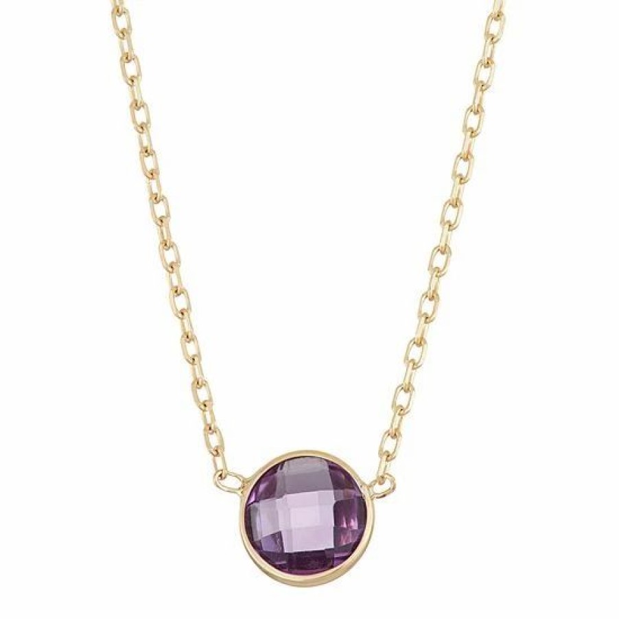 * Designs By Gioelli 10K Gold Amethyst Circle Pendant Necklace | Jewelry