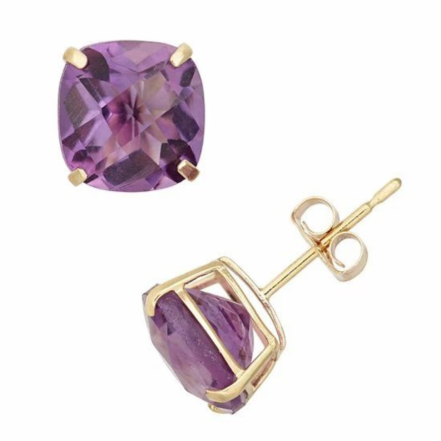 * Designs By Gioelli Amethyst 10K Gold Stud Earrings | Jewelry