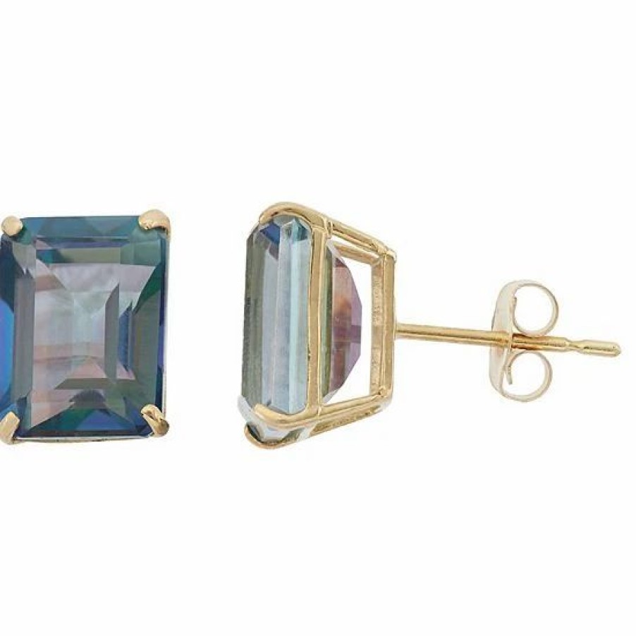 * Designs By Gioelli 10K Gold Mystic Topaz Emerald Cut Solitaire Stud Earrings | Jewelry