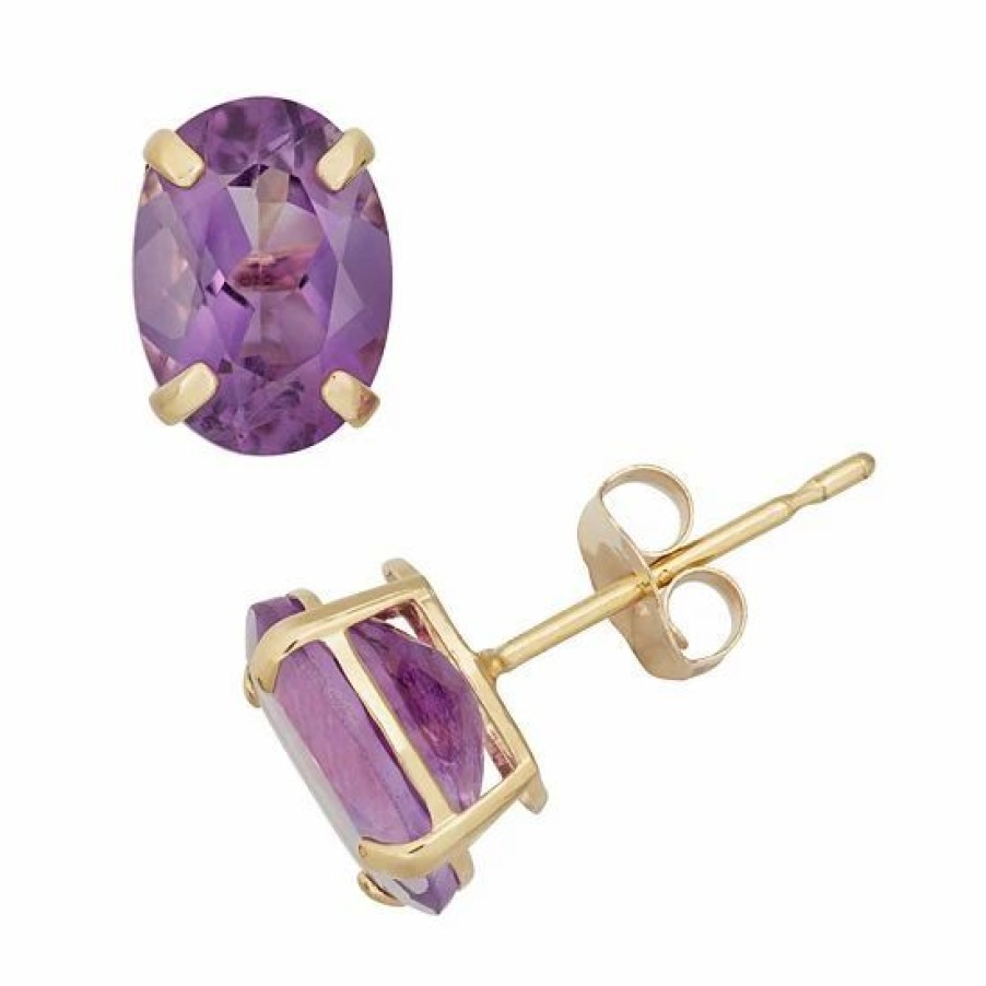 * Designs By Gioelli Amethyst 10K Gold Oval Stud Earrings | Jewelry