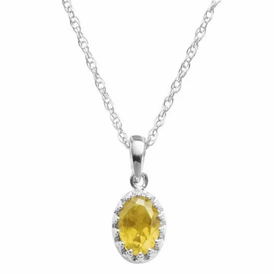 * Designs By Gioelli Sterling Silver Citrine Oval Pendant | Jewelry