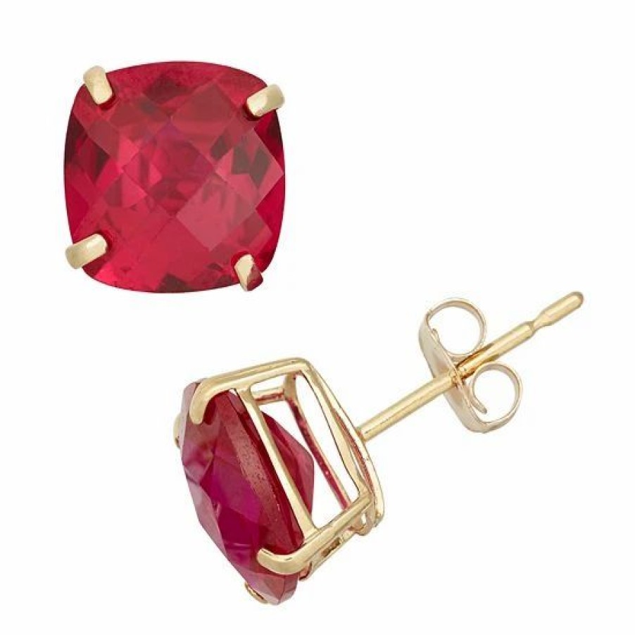 * Designs By Gioelli Lab-Created Ruby 10K Gold Stud Earrings | Jewelry