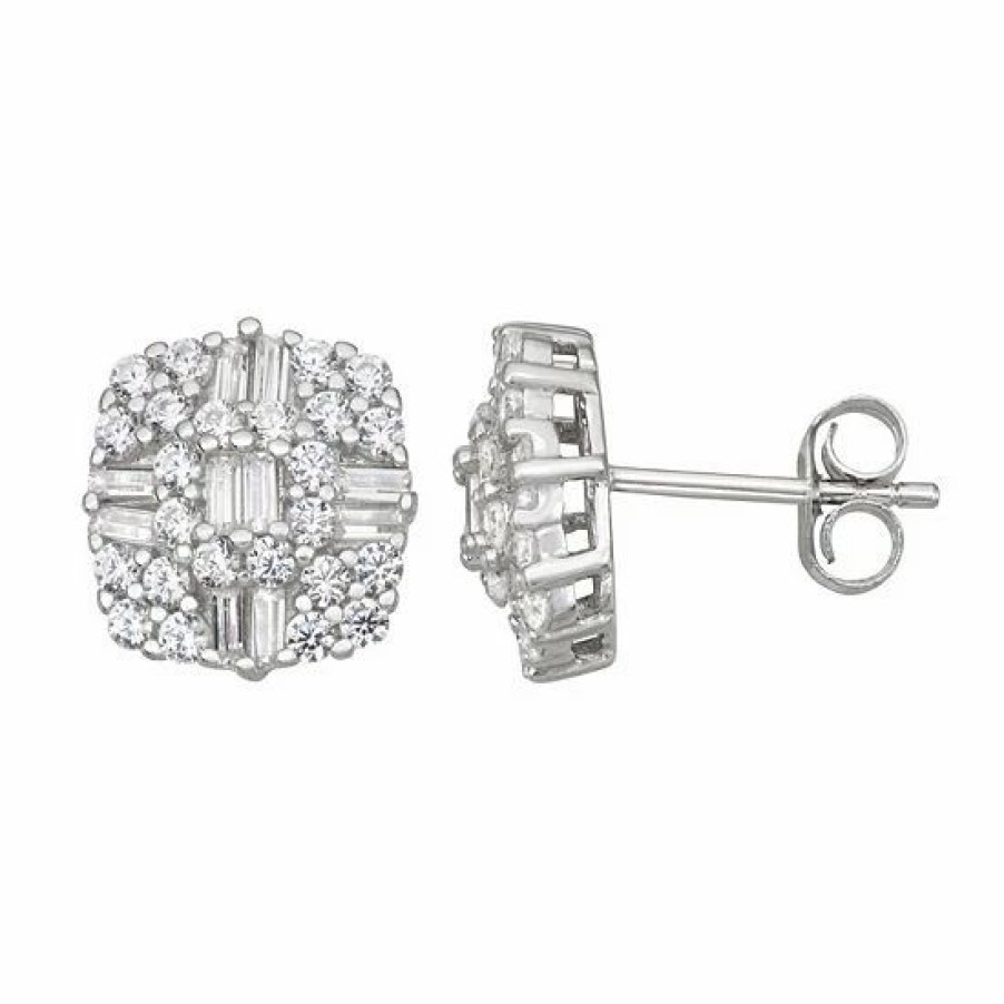 * Designs By Gioelli Sterling Silver Cubic Zirconia Accent Baguette Stud Earrings | Jewelry