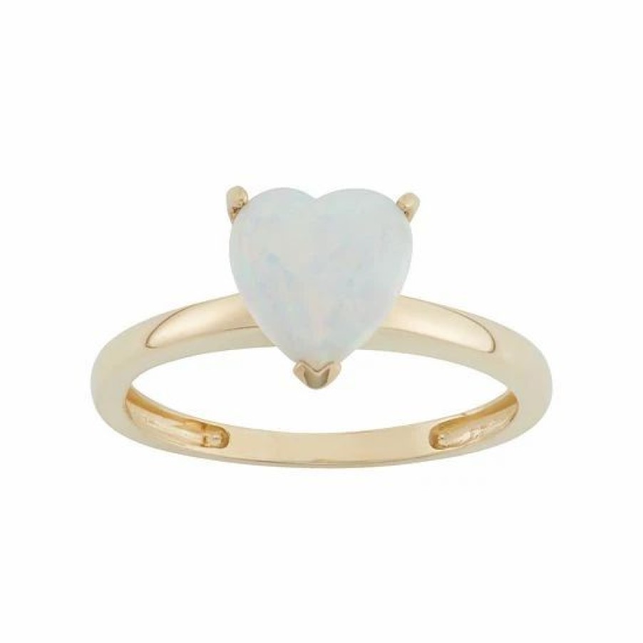 * Designs By Gioelli Lab-Created Opal 10K Gold Heart Ring | Jewelry