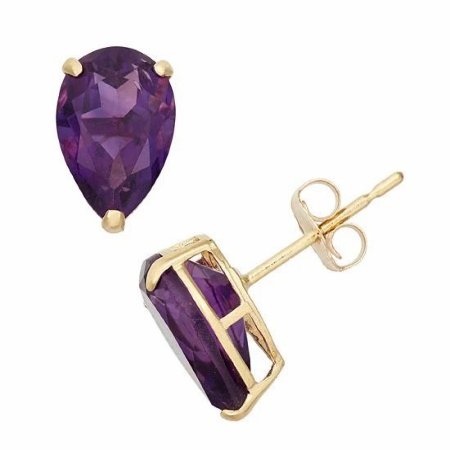 * Designs By Gioelli Amethyst 10K Gold Teardrop Stud Earrings | Jewelry