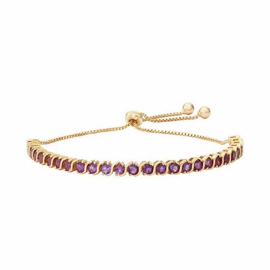 * Designs By Gioelli 14K Gold Over Silver Amethyst S-Link Lariat Bracelet | Jewelry