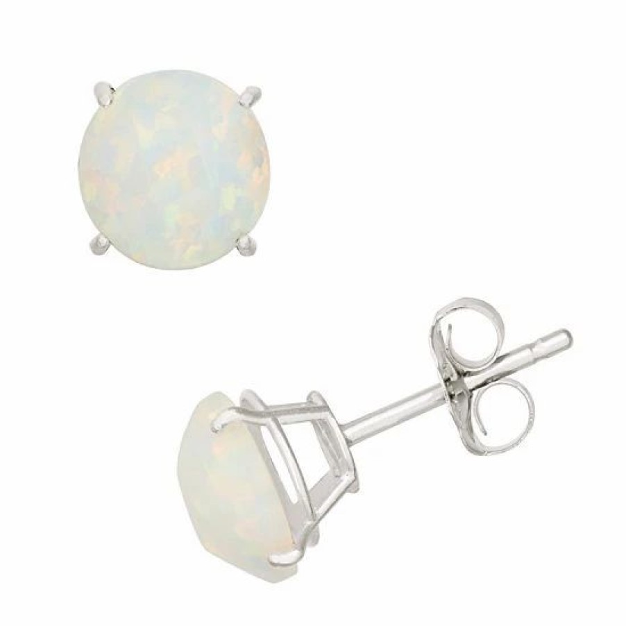 * Designs By Gioelli Lab-Created Opal 10K White Gold Stud Earrings | Jewelry