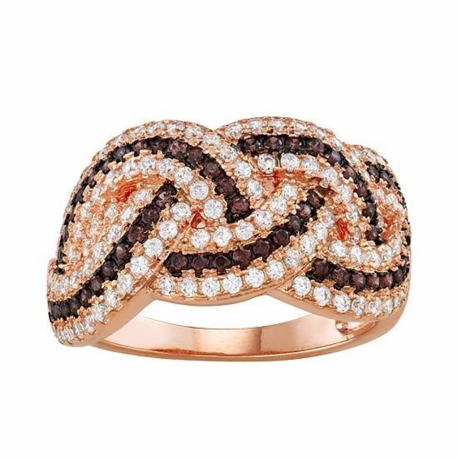 * Designs By Gioelli Sterling Silver Mocha & White Cubic Zirconia Woven Ring | Jewelry