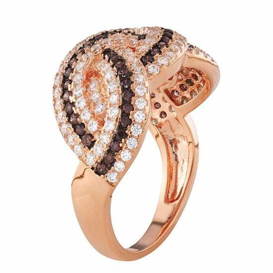 * Designs By Gioelli Sterling Silver Mocha & White Cubic Zirconia Woven Ring | Jewelry