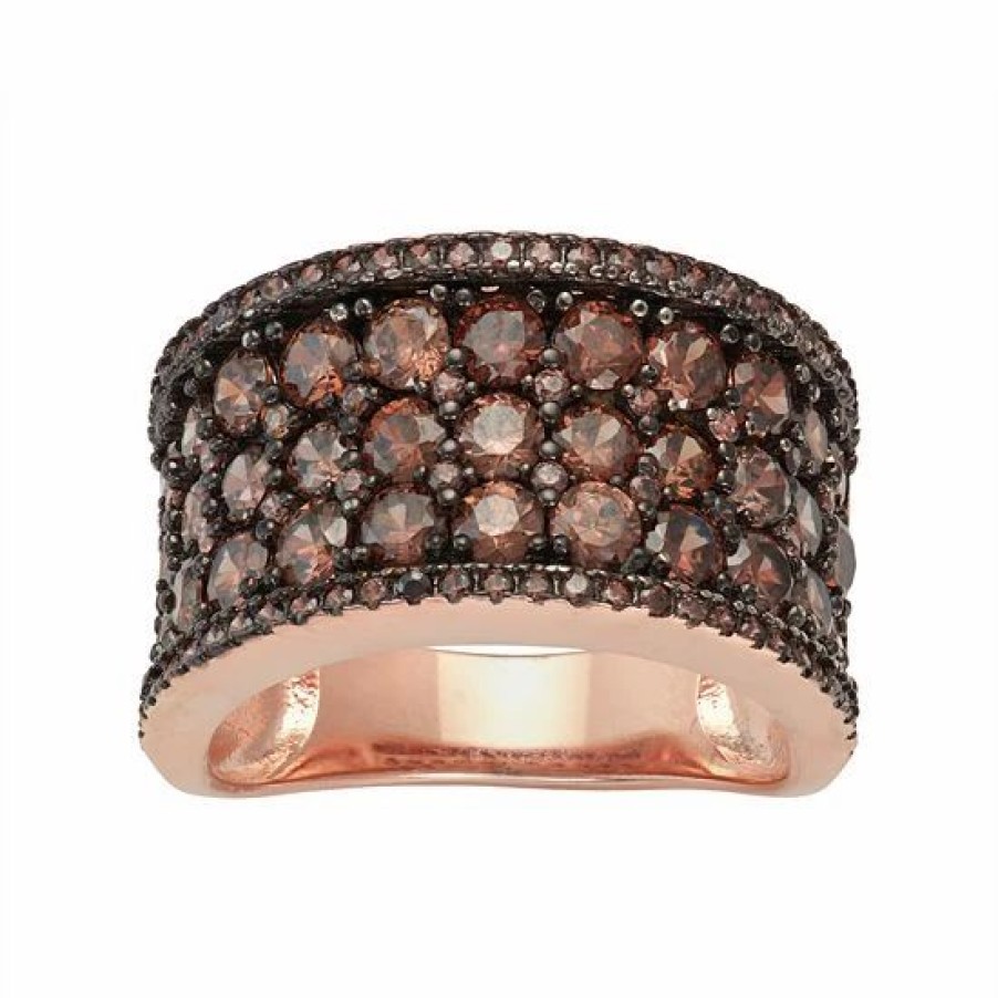 * Designs By Gioelli 14K Rose Gold Over Silver Cubic Zirconia Concave Ring | Jewelry