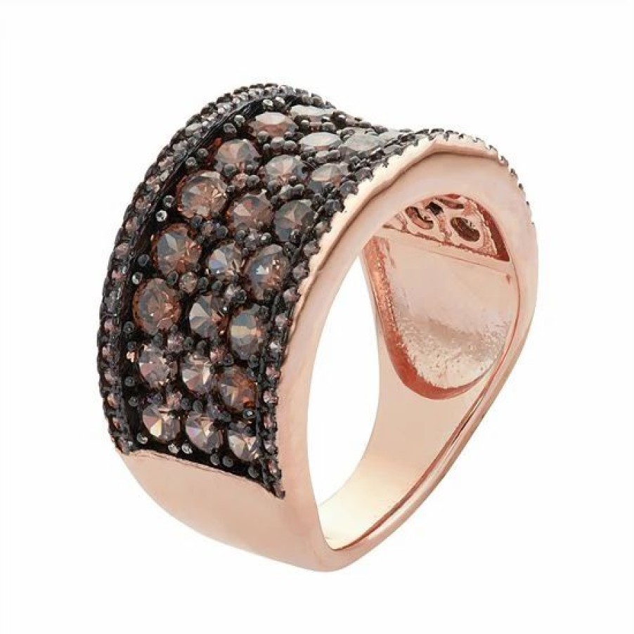 * Designs By Gioelli 14K Rose Gold Over Silver Cubic Zirconia Concave Ring | Jewelry