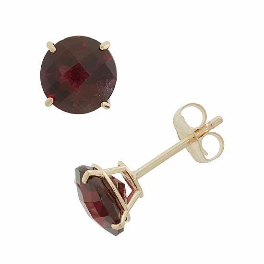 * Designs By Gioelli Garnet 10K Gold Stud Earrings | Jewelry