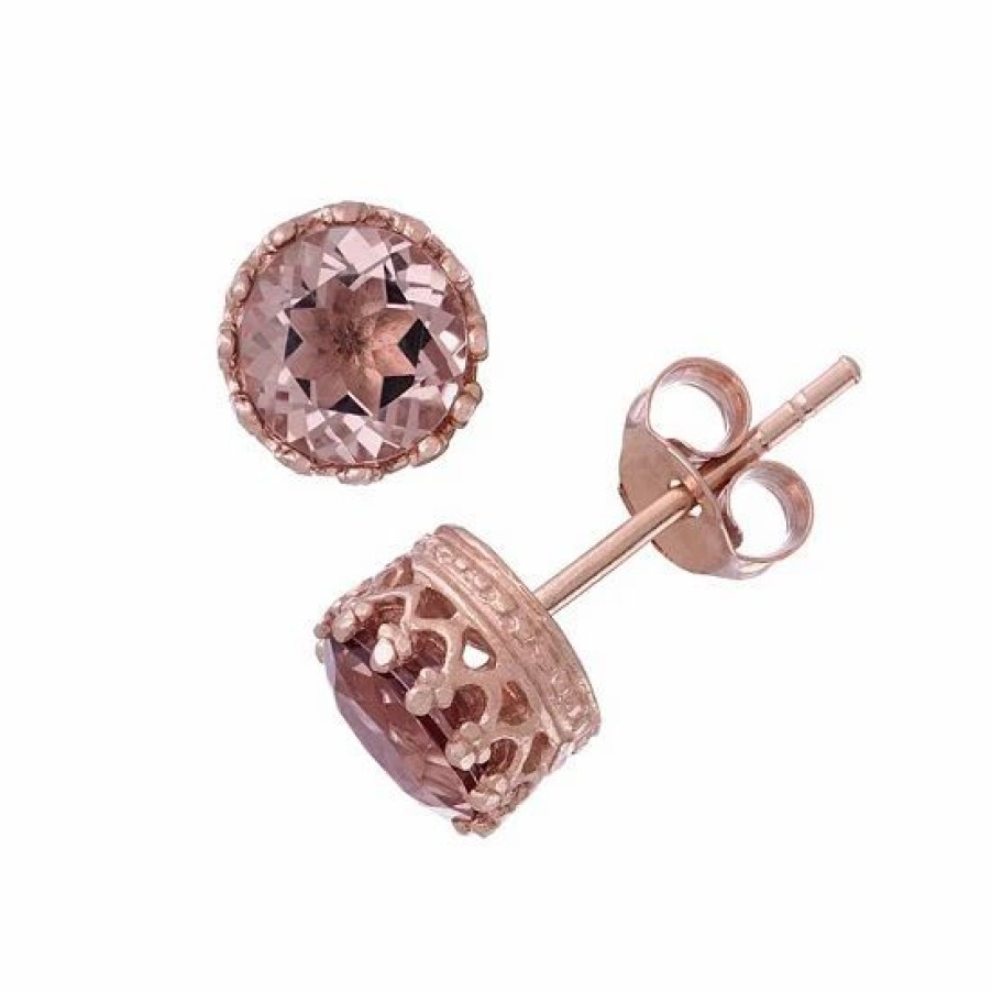 * Designs By Gioelli 14K Rose Gold Over Silver Simulated Morganite Stud Earrings | Jewelry