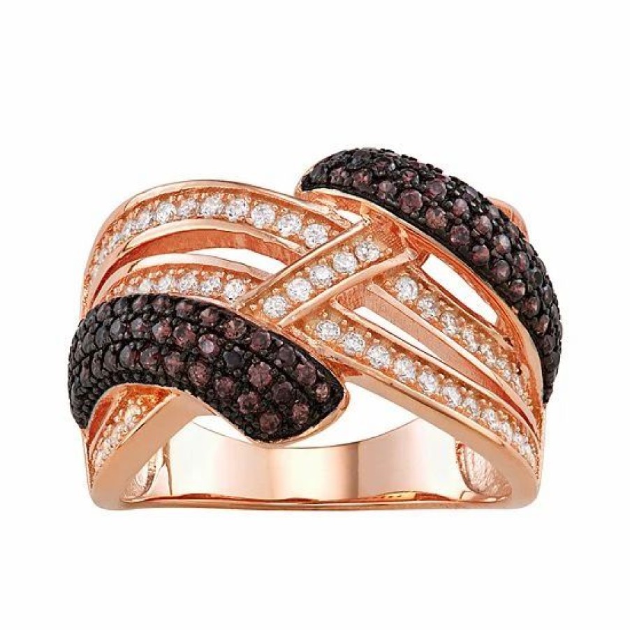 * Designs By Gioelli Sterling Silver Mocha & White Cubic Zirconia Woven Ring | Jewelry