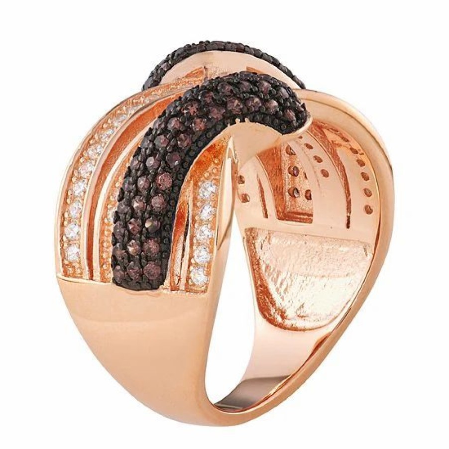 * Designs By Gioelli Sterling Silver Mocha & White Cubic Zirconia Woven Ring | Jewelry