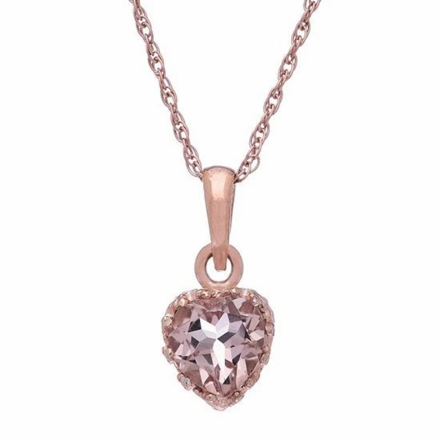 * Designs By Gioelli 14K Rose Gold Over Silver Simulated Morganite Heart Pendant | Jewelry