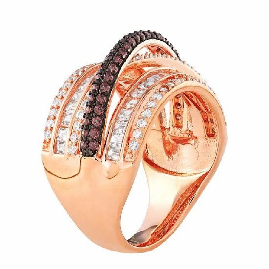 * Designs By Gioelli Sterling Silver Mocha & White Cubic Zirconia Split Shank Highway Ring | Jewelry