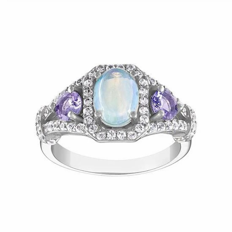 * Designs By Gioelli Sterling Silver White Opal & Tanzanite Ring | Jewelry