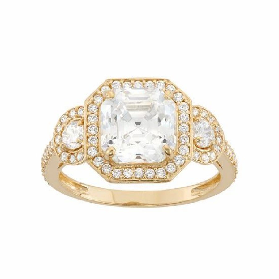 * Designs By Gioelli 10K Gold Cubic Zirconia Halo Engagement Ring | Jewelry