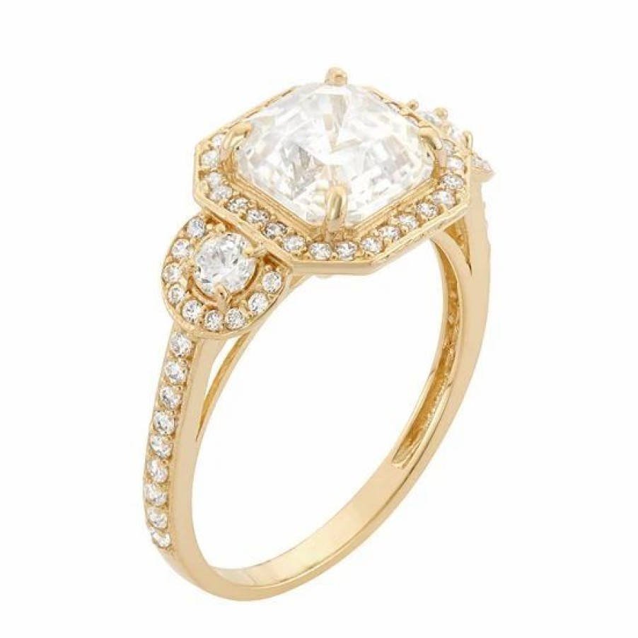 * Designs By Gioelli 10K Gold Cubic Zirconia Halo Engagement Ring | Jewelry