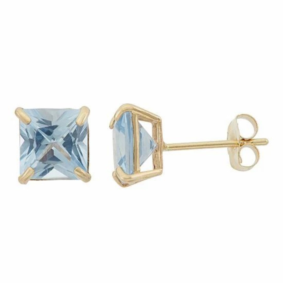 * Designs By Gioelli Lab-Created Aquamarine 10K Gold Stud Earrings | Jewelry