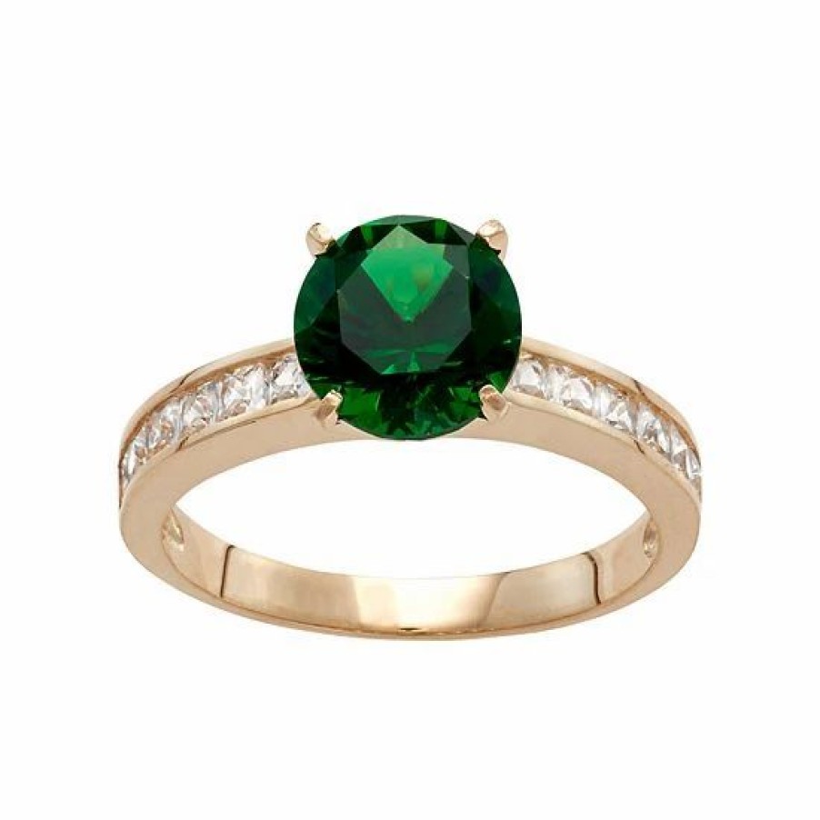 * Designs By Gioelli 10K Gold Simulated Emerald & Lab-Created White Sapphire Ring | Jewelry