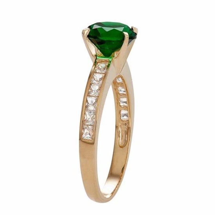 * Designs By Gioelli 10K Gold Simulated Emerald & Lab-Created White Sapphire Ring | Jewelry