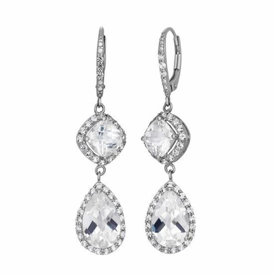 * Designs By Gioelli Lab-Created White Sapphire Sterling Silver Linear Drop Earrings | Jewelry