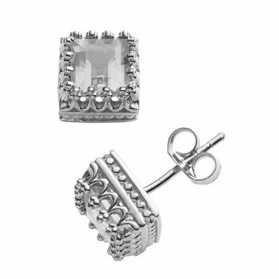 * Designs By Gioelli Sterling Silver Lab-Created White Sapphire Crown Stud Earrings | Jewelry