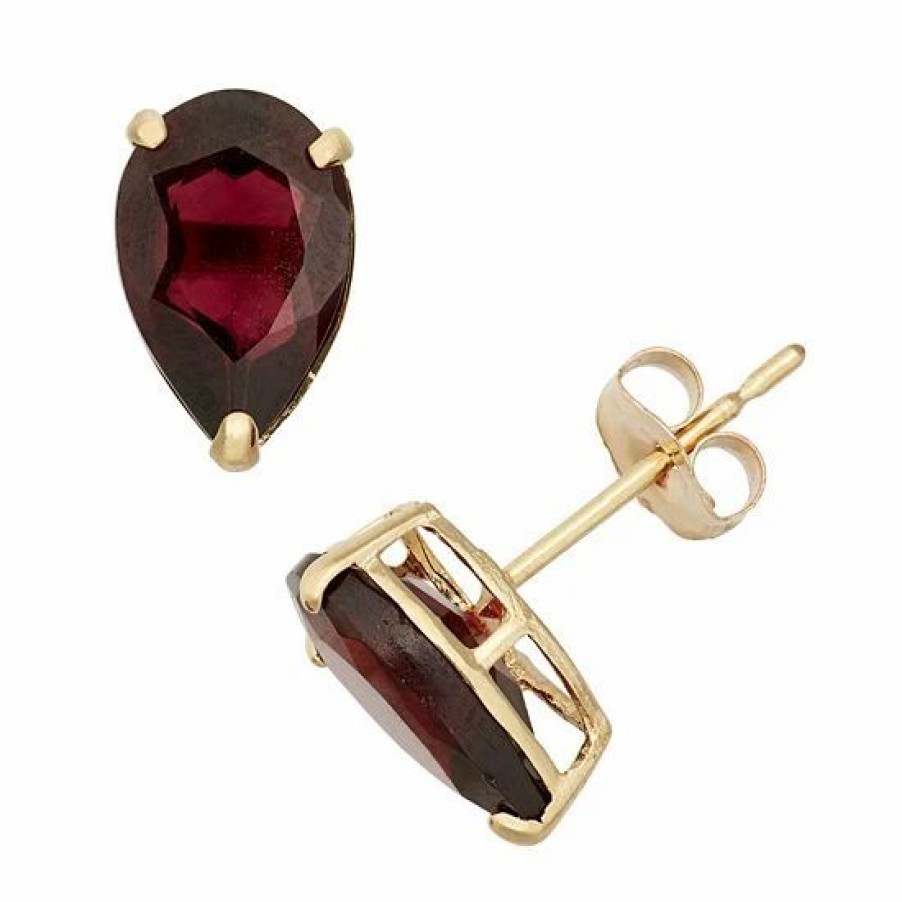 * Designs By Gioelli Garnet 10K Gold Teardrop Stud Earrings | Jewelry