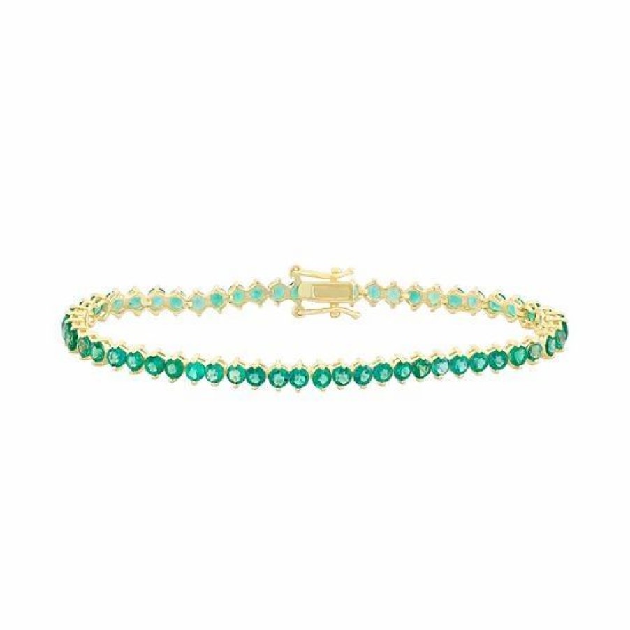 * Designs By Gioelli 14K Gold Over Silver Lab-Created Emerald Tennis Bracelet | Jewelry