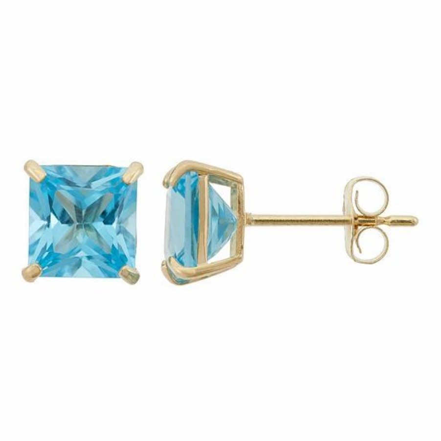 * Designs By Gioelli Swiss Blue Topaz 10K Gold Stud Earrings | Jewelry