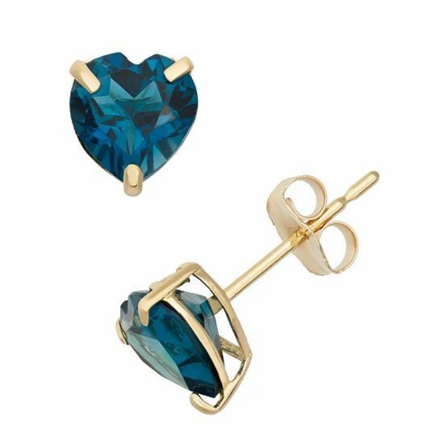 * Designs By Gioelli London Blue Topaz 10K Gold Heart Stud Earrings | Jewelry