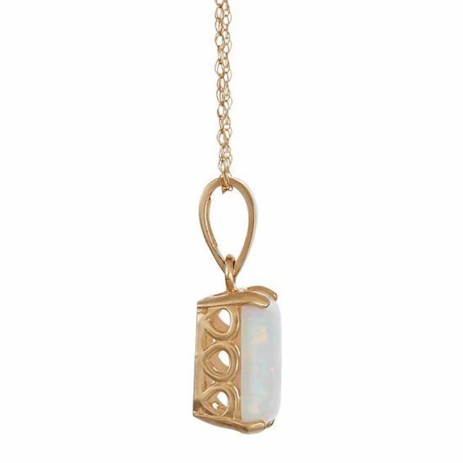 * Designs By Gioelli 10K Gold Lab-Created Opal Rectangle Pendant Necklace | Jewelry