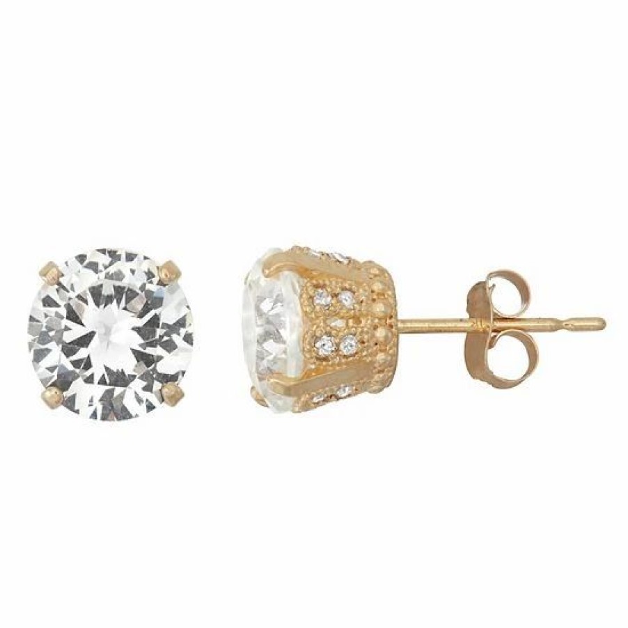 * Designs By Gioelli 10K Gold Lab-Created White Sapphire & Diamond Stud Earrings | Jewelry