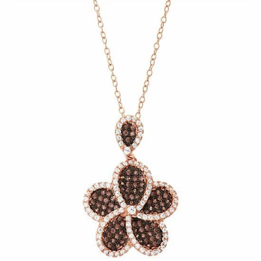 * Designs By Gioelli 14K Rose Gold Over Silver Cubic Zirconia Flower Pendant | Jewelry