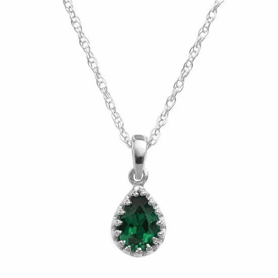 * Designs By Gioelli Sterling Silver Lab-Created Emerald Teardrop Pendant | Jewelry