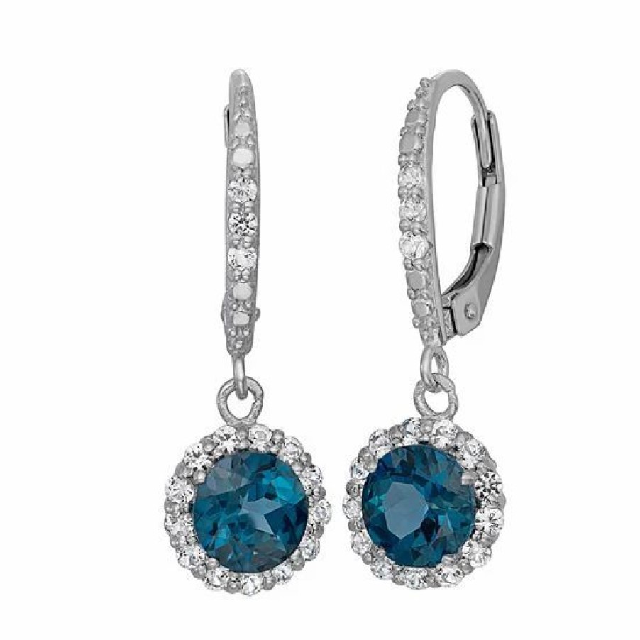 * Designs By Gioelli London Blue Topaz And Lab-Created White Sapphire Sterling Silver Halo Drop Earrings | Jewelry