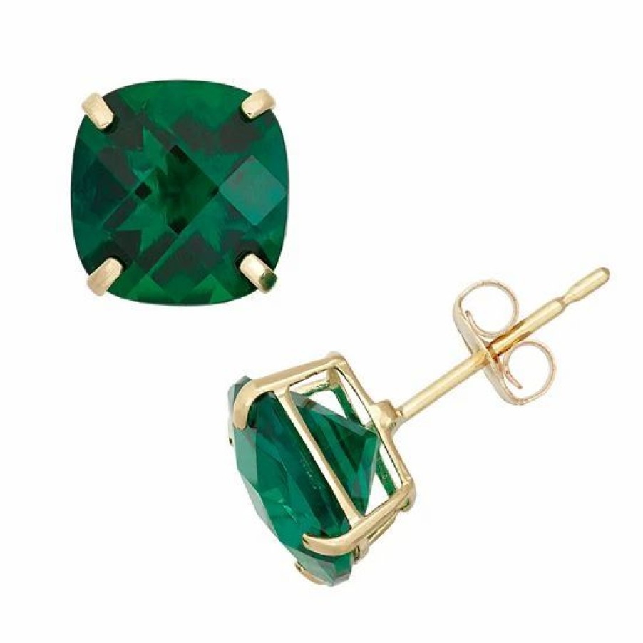 * Designs By Gioelli Lab-Created Emerald 10K Gold Stud Earrings | Jewelry